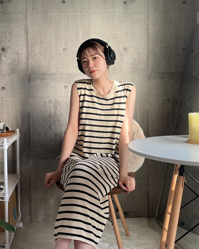ボーダーロングワンピース