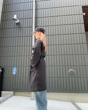 スタンドカラーロングコート