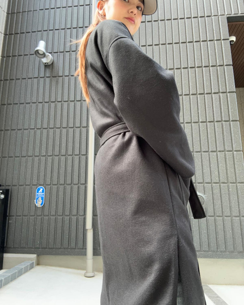 スタンドカラーロングコート