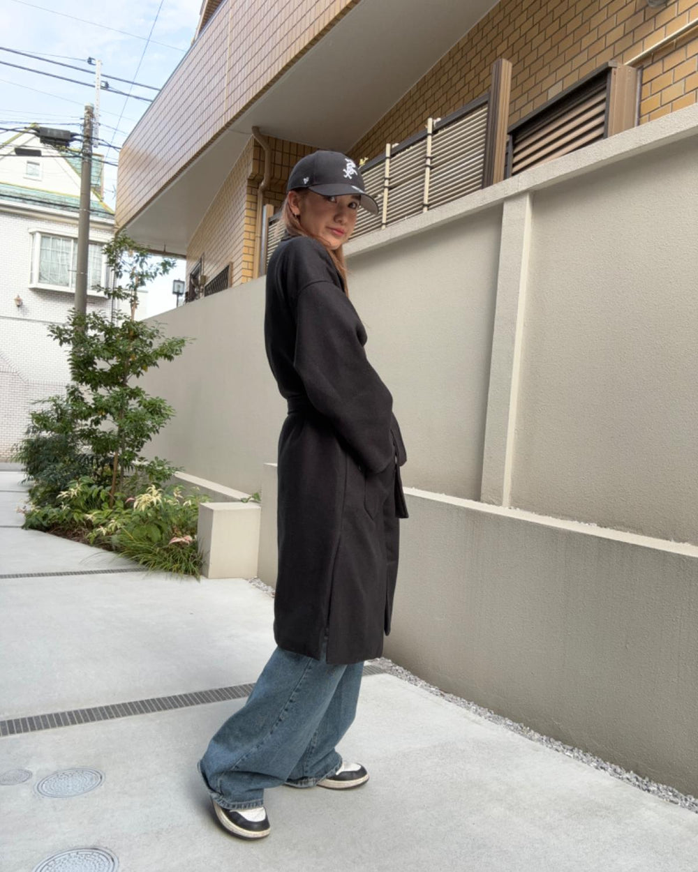 スタンドカラーロングコート