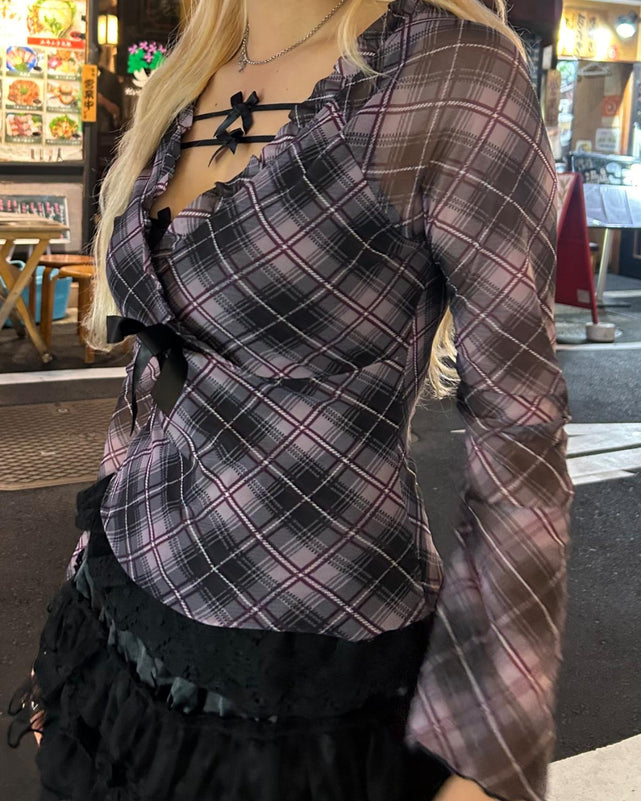 未使用♡チェック柄ドッキングフリルTシャツ♡ヴィヴィアンウエストウッド 未使用☆チェック柄ドッキングフリルTシャツ☆ヴィヴィアンウエスト