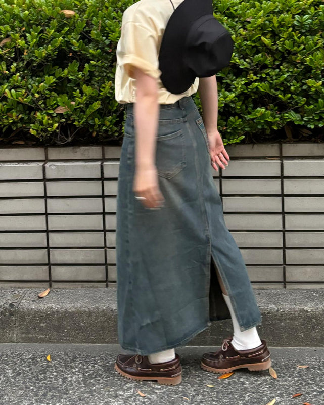 バックスリットデニムスカート/バックスリットデニムスカート