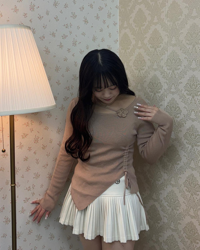 切り替えプリーツミニスカート
