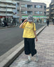 ワンポイントワイドデニムハーフパンツ