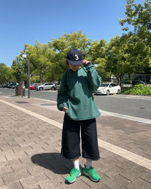 ワンポイントワイドデニムハーフパンツ