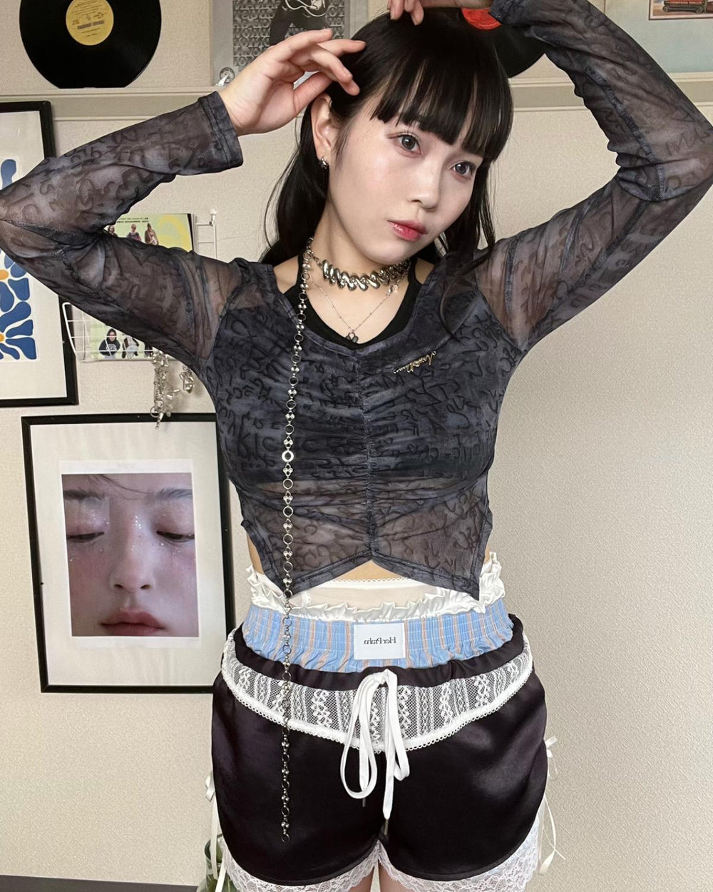 shop faerie フェアリー レース Vネック シャーリング トップス シャーリングVネックシアートップス – WEGO ONLINE STORE