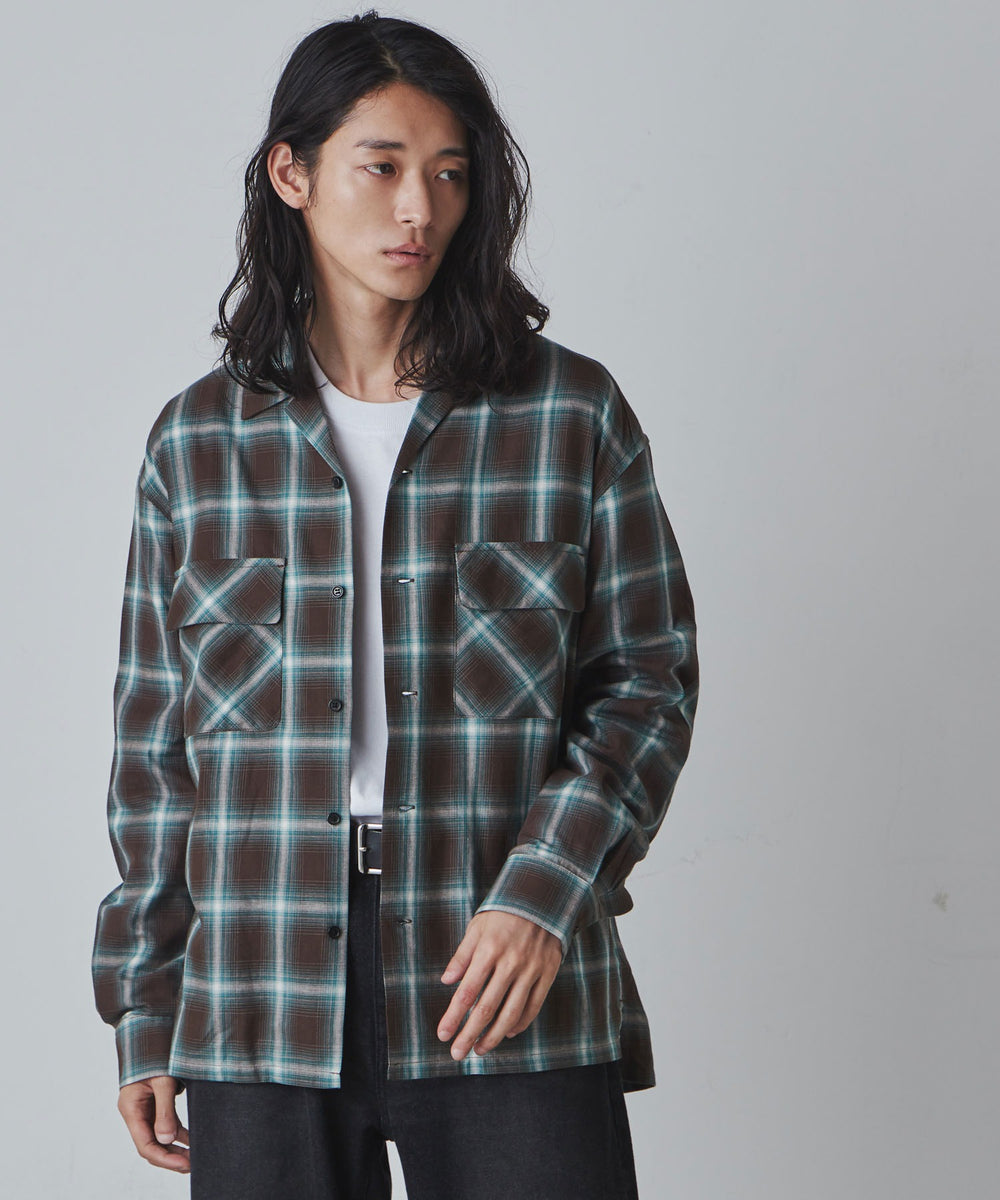 グリーン系チェック1 モデル：181cm L着用