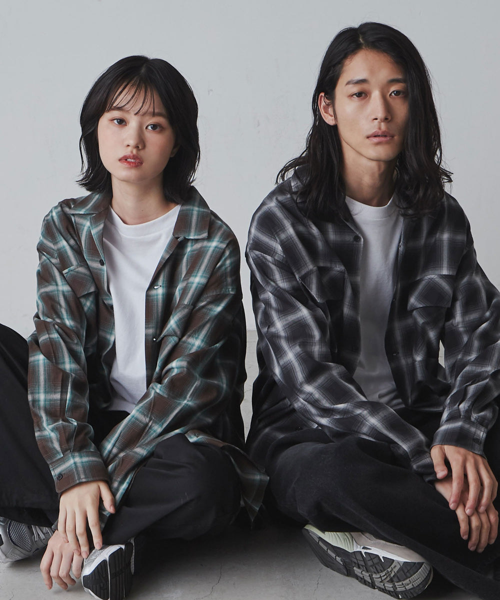 オンブレーチェックシャツ