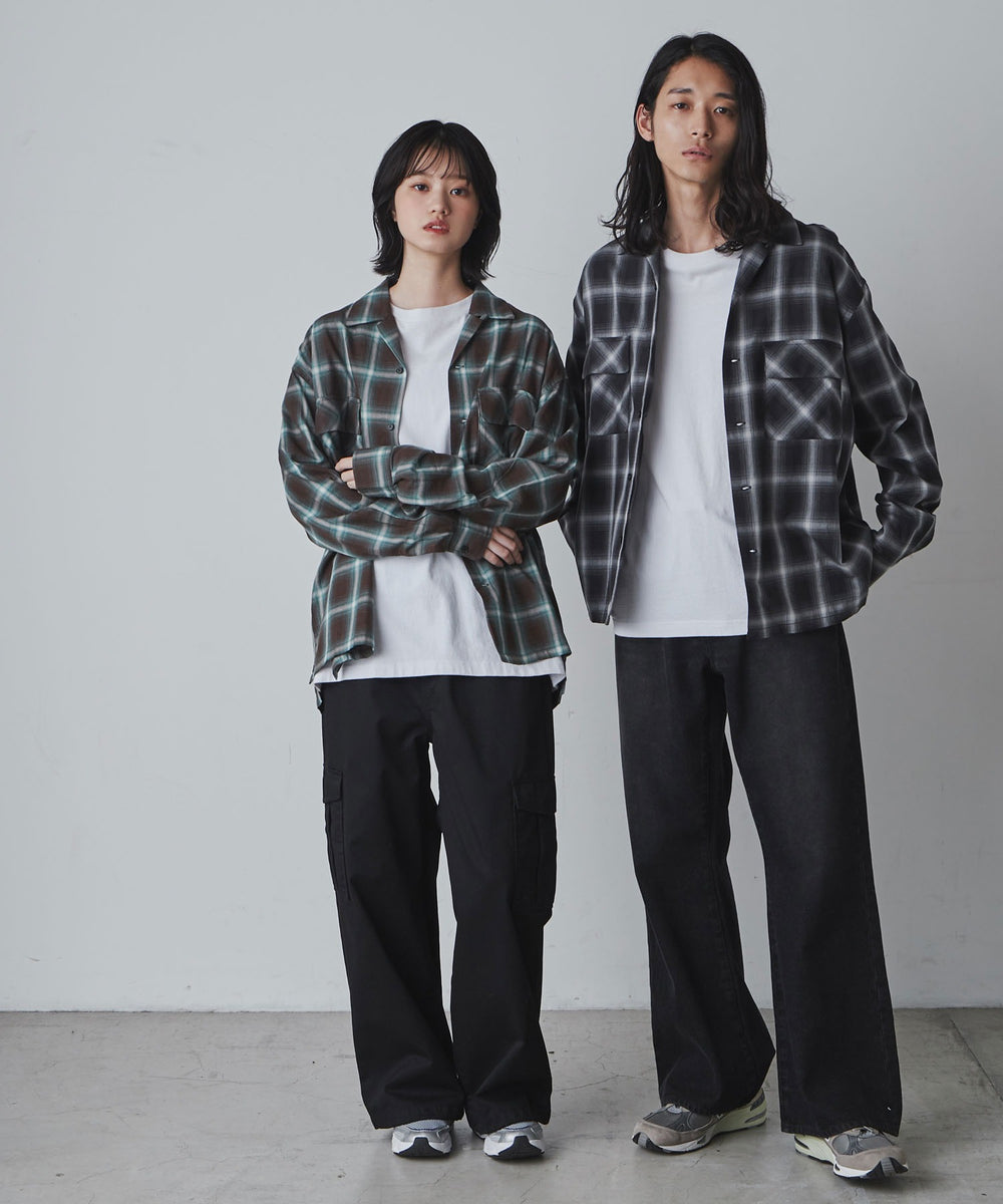 オンブレーチェックシャツ