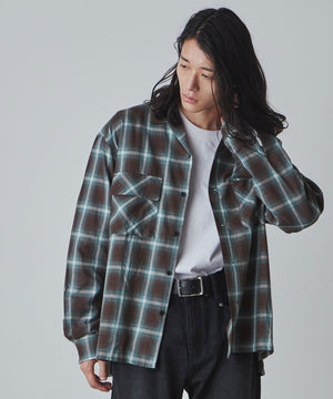 グリーン系チェック1 モデル：181cm L着用