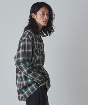 グリーン系チェック1 モデル：181cm L着用