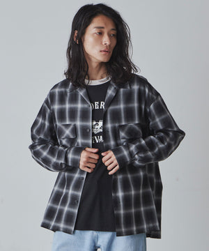 ブラック系チェック1 モデル：181cm L着用