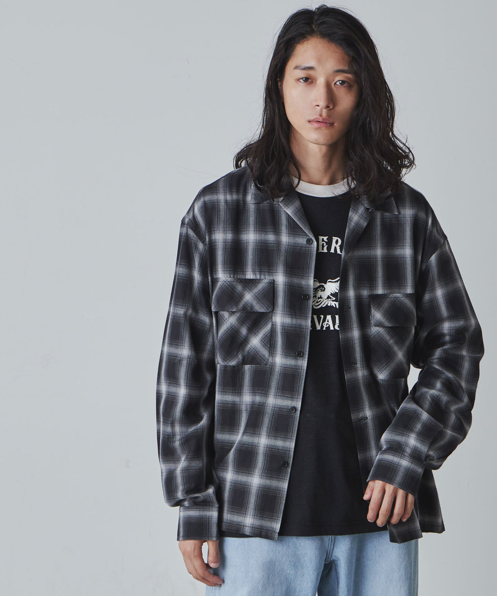 ブラック系チェック1 モデル：181cm L着用