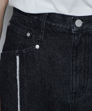 フリンジフレアデニムパンツ