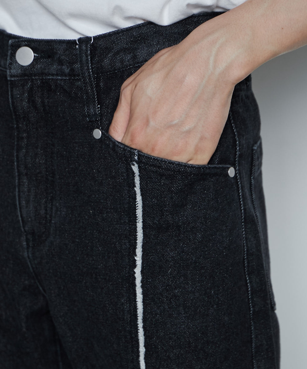 フリンジフレアデニムパンツ