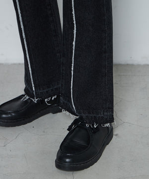 フリンジフレアデニムパンツ