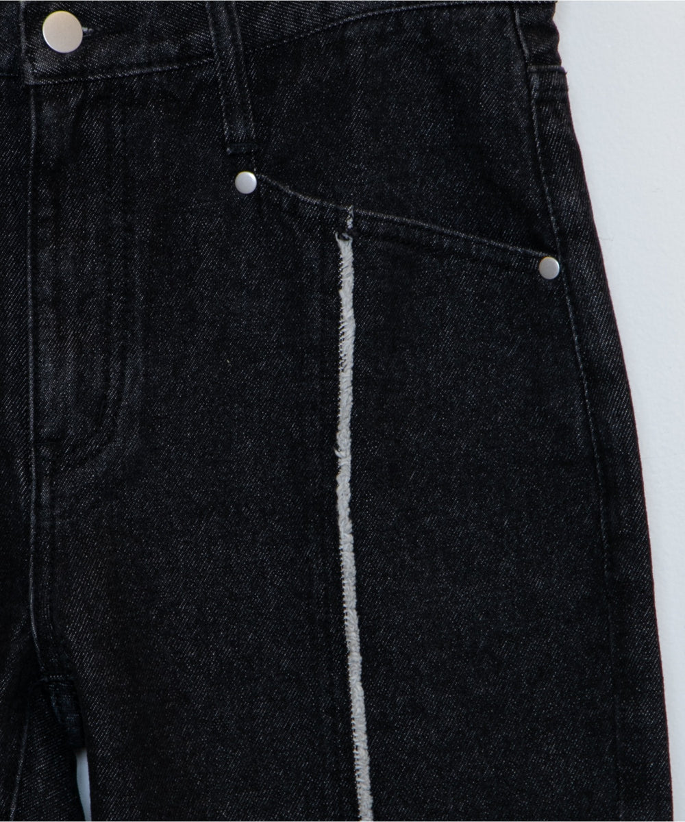 フリンジフレアデニムパンツ