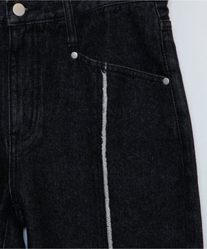 フリンジフレアデニムパンツ