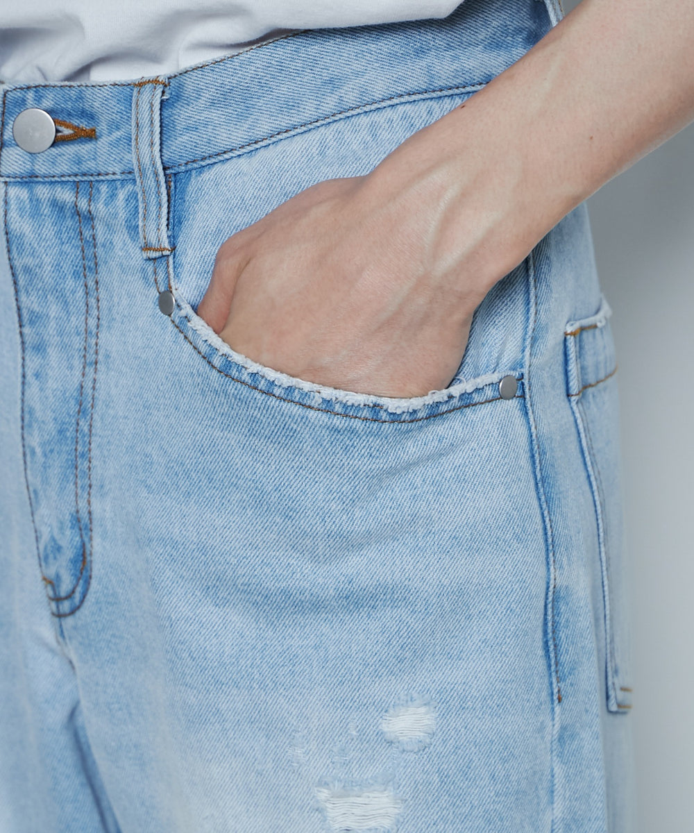 ダメージデニムワイドパンツ