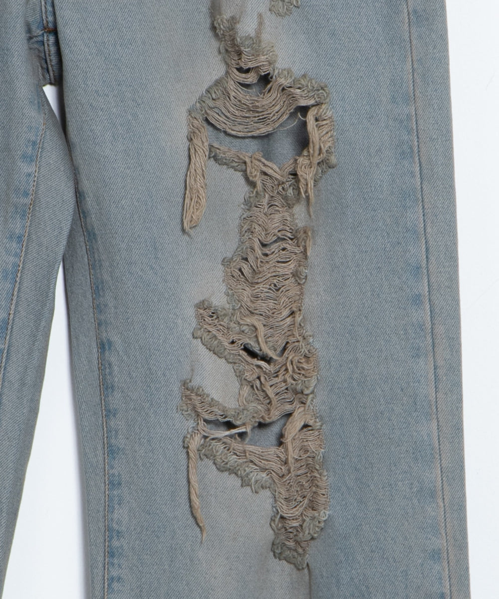 ダメージデニムワイドパンツ