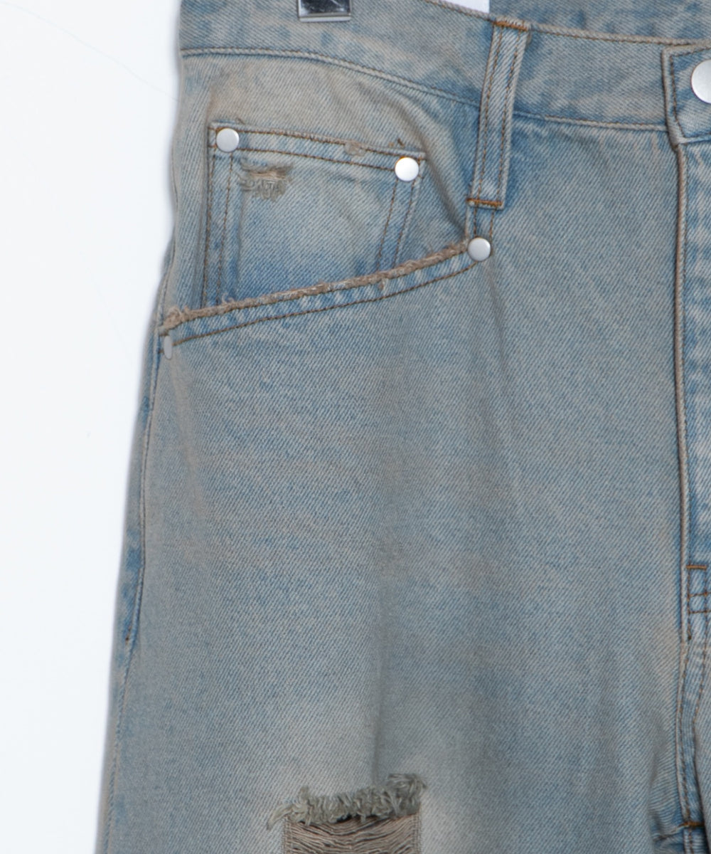 ダメージデニムワイドパンツ