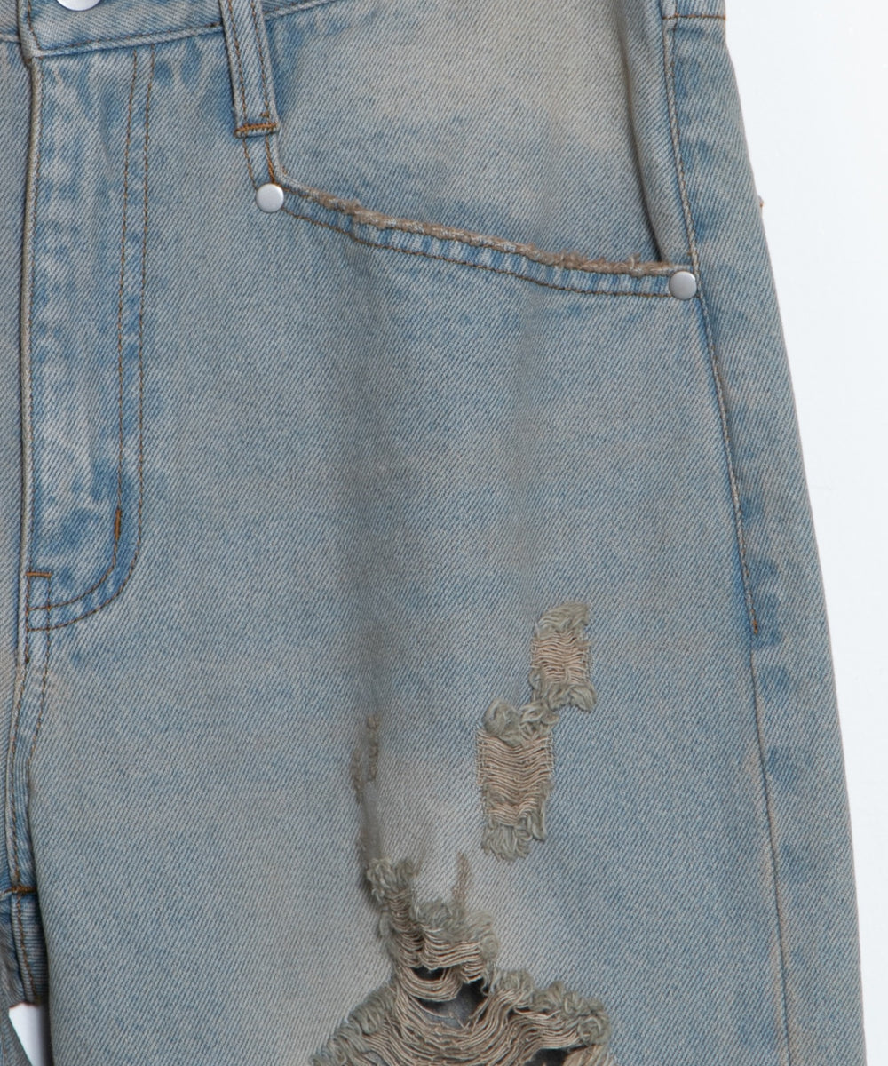 ダメージデニムワイドパンツ