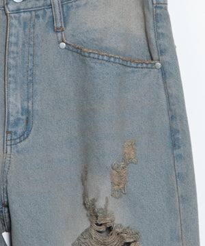 ダメージデニムワイドパンツ