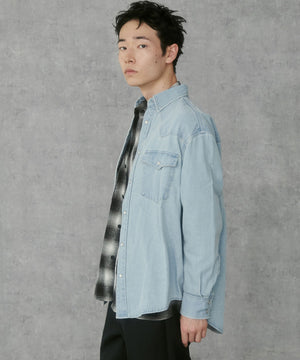 デニム淡加工　モデル:183cm L着用