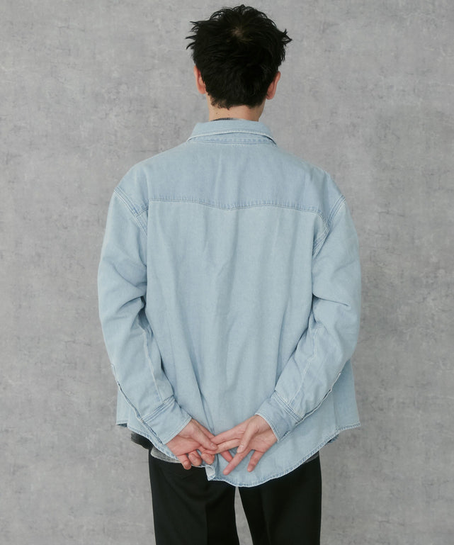 デニム淡加工　モデル:183cm L着用