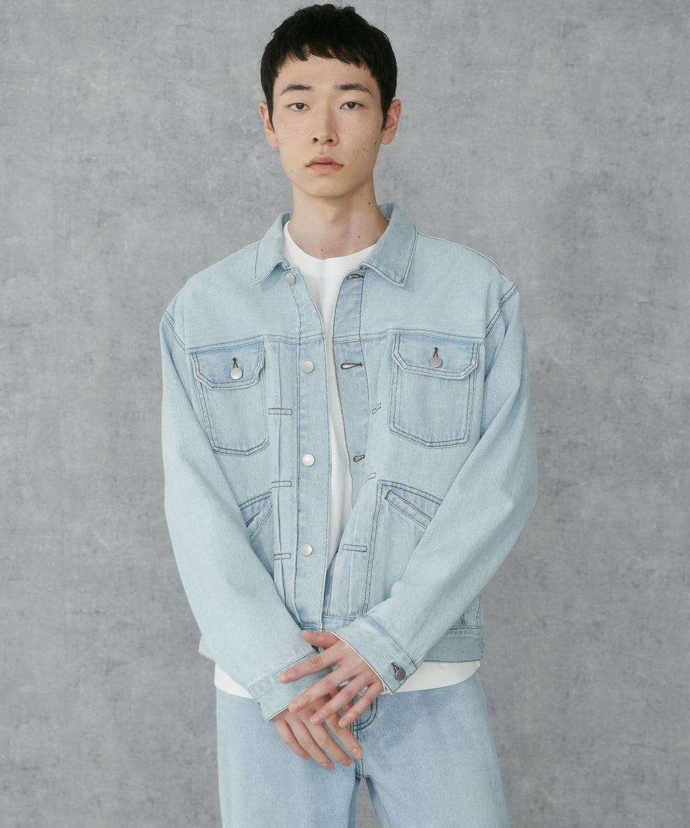 デニム淡加工　モデル:183cm L着用