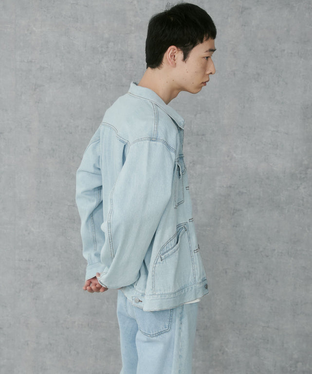 デニム淡加工　モデル:183cm L着用