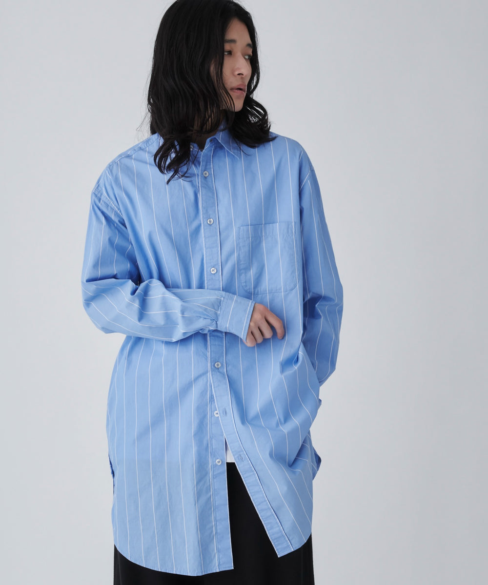 ブルー系ストライプ モデル：181cm L着用