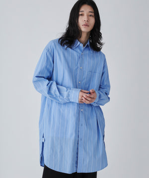 ブルー系ストライプ モデル：181cm L着用