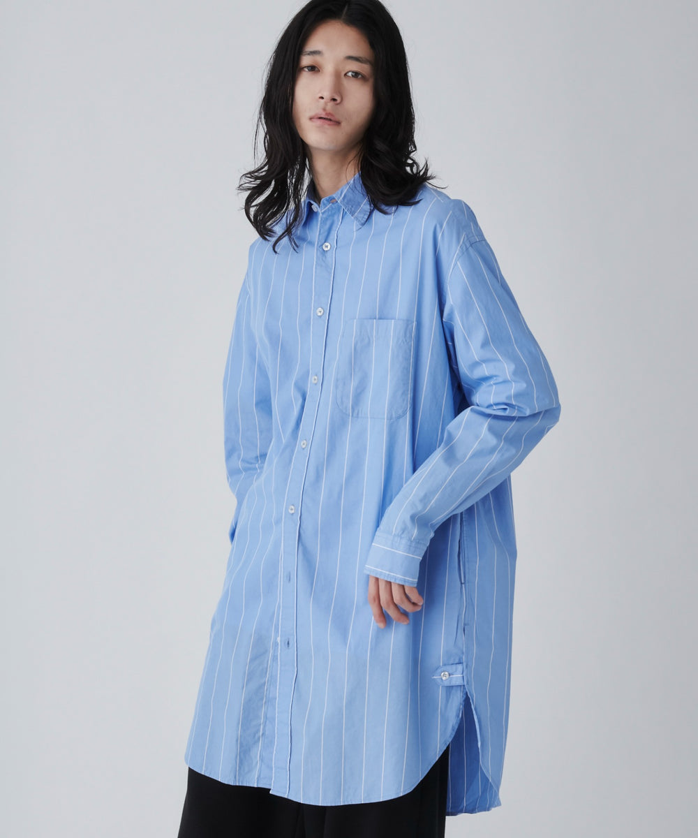 ブルー系ストライプ モデル：181cm L着用