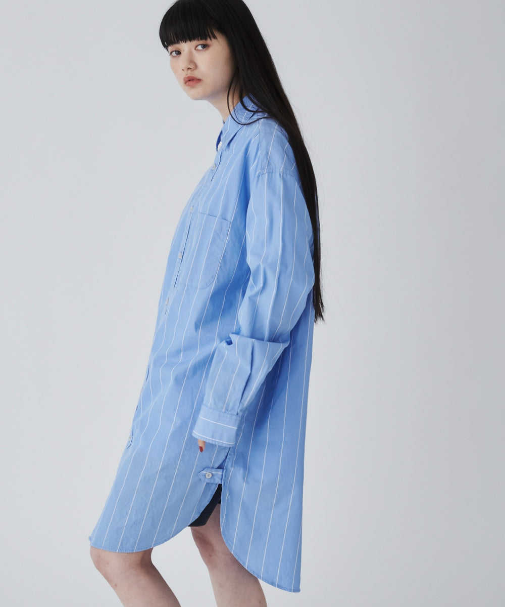 ブルー系ストライプ モデル：165cm M着用