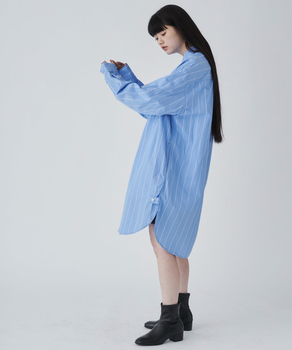 ブルー系ストライプ モデル：165cm M着用