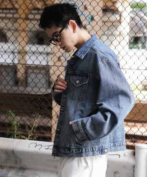 デニム淡加工 モデル：180cm L着用