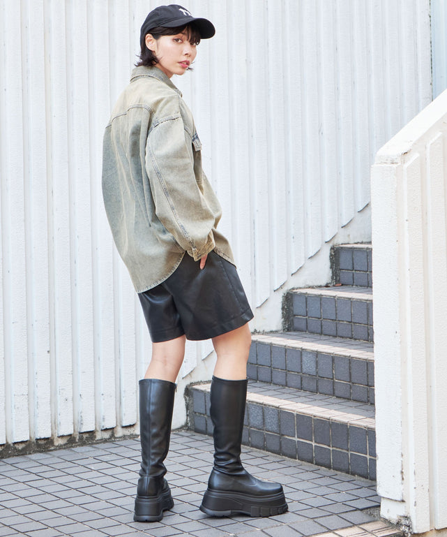 デニム淡加工 モデル：180cm L着用