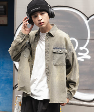 デニム淡加工 モデル：180cm L着用