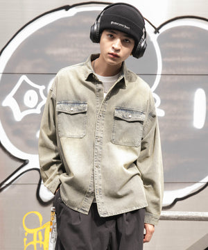 デニム淡加工 モデル：180cm L着用