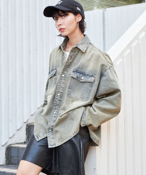 デニム淡加工 モデル：180cm L着用