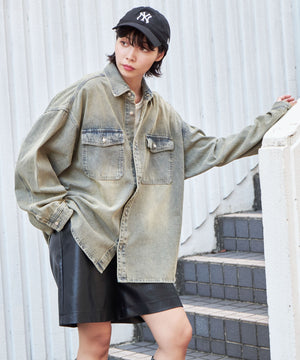 デニム淡加工 モデル：180cm L着用