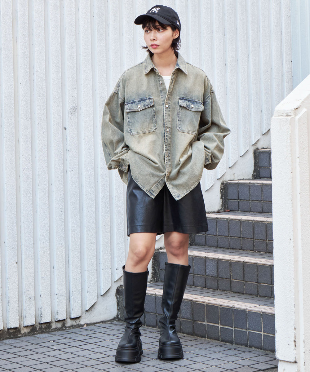 デニム淡加工 モデル：160cm L着用