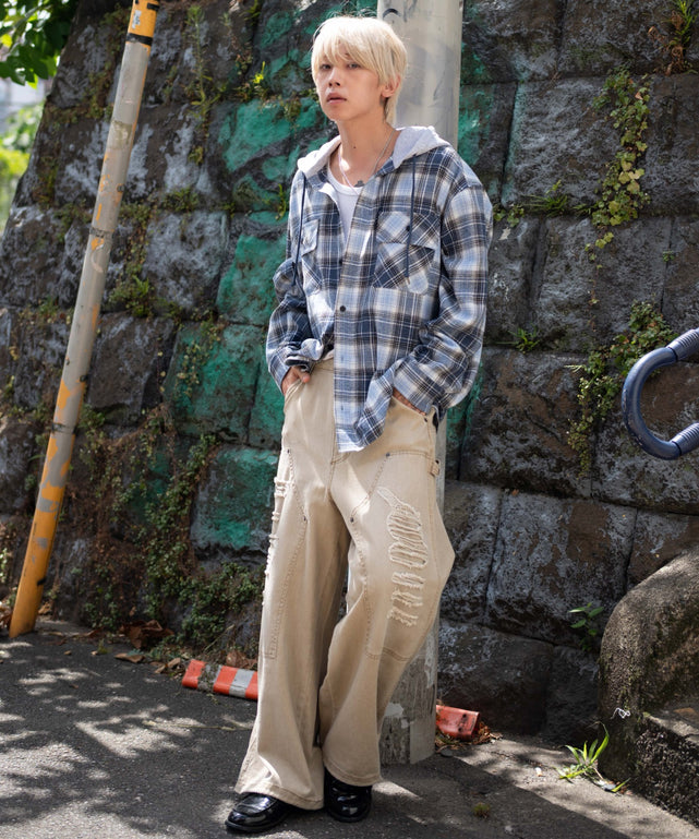 ブルーチェック1 モデル：175cm L着用