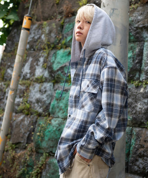 ブルーチェック1 モデル：175cm L着用