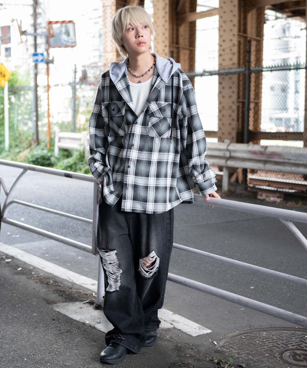 ブラックチェック1 モデル：175cm L着用