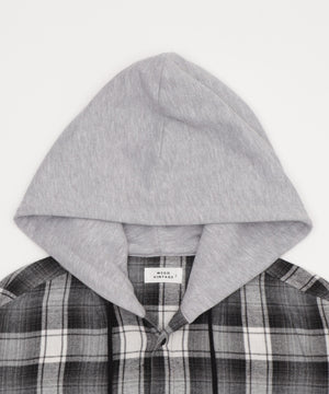 オンブレチェックフードネルシャツ（LS）