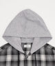 オンブレチェックフードネルシャツ（LS）