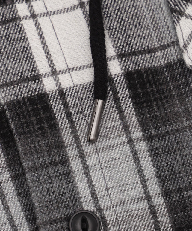 オンブレチェックフードネルシャツ（LS）