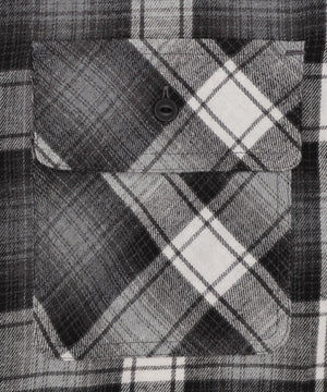 オンブレチェックフードネルシャツ（LS）